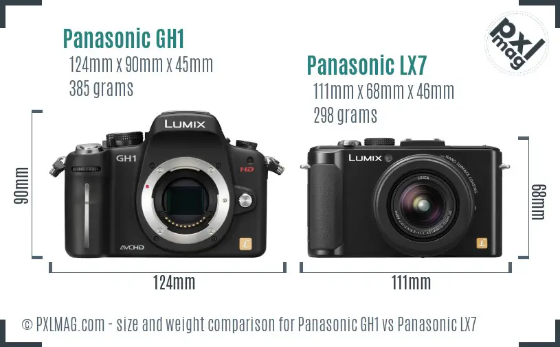 Panasonic GH1 vs Panasonic LX7 size comparison