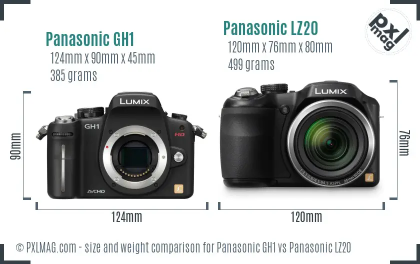 Panasonic GH1 vs Panasonic LZ20 size comparison