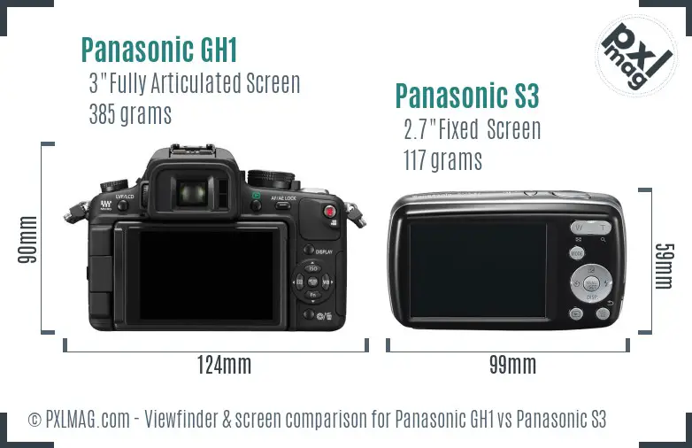 Panasonic GH1 vs Panasonic S3 Screen and Viewfinder comparison