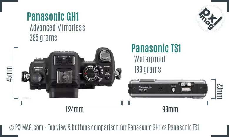 Panasonic GH1 vs Panasonic TS1 top view buttons comparison