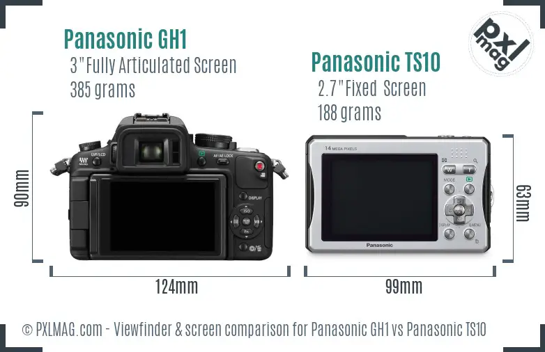 Panasonic GH1 vs Panasonic TS10 Screen and Viewfinder comparison