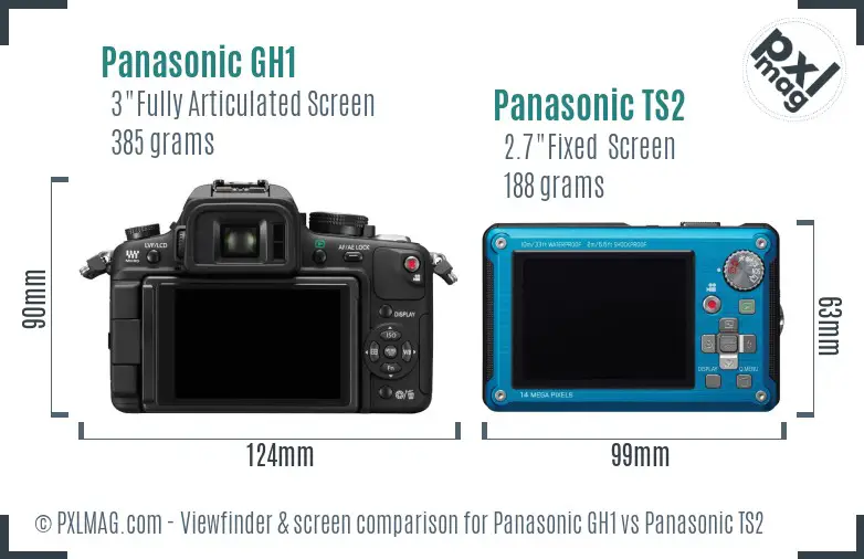 Panasonic GH1 vs Panasonic TS2 Screen and Viewfinder comparison
