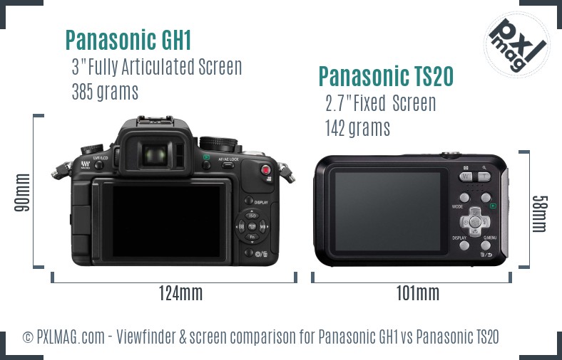 Panasonic GH1 vs Panasonic TS20 Screen and Viewfinder comparison