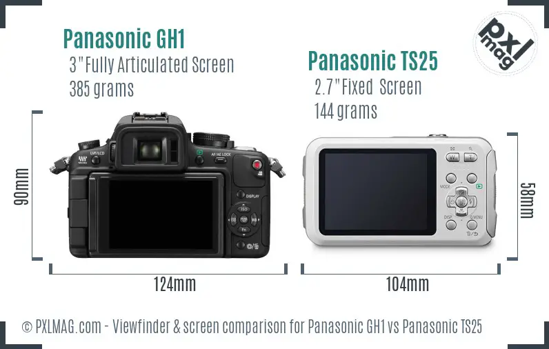 Panasonic GH1 vs Panasonic TS25 Screen and Viewfinder comparison