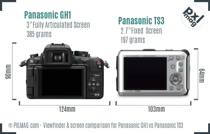 Panasonic GH1 vs Panasonic TS3 Screen and Viewfinder comparison