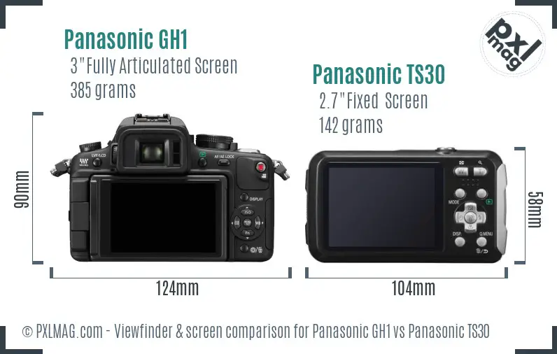 Panasonic GH1 vs Panasonic TS30 Screen and Viewfinder comparison