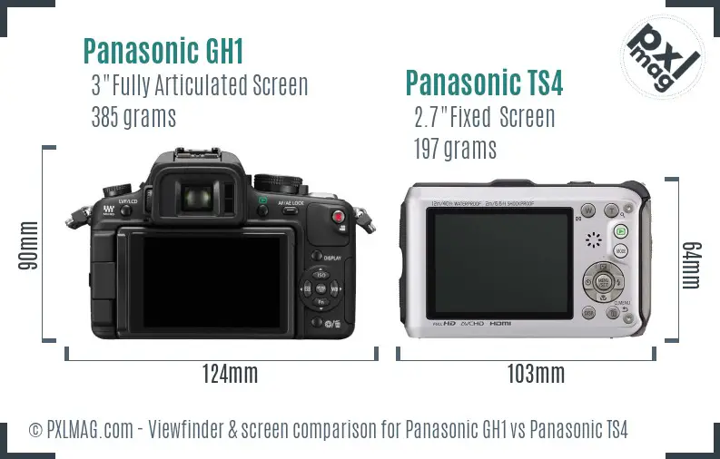 Panasonic GH1 vs Panasonic TS4 Screen and Viewfinder comparison