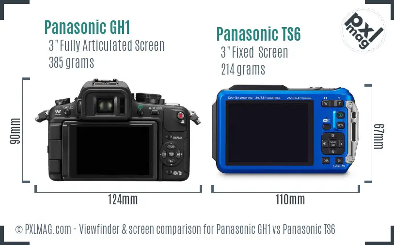 Panasonic GH1 vs Panasonic TS6 Screen and Viewfinder comparison