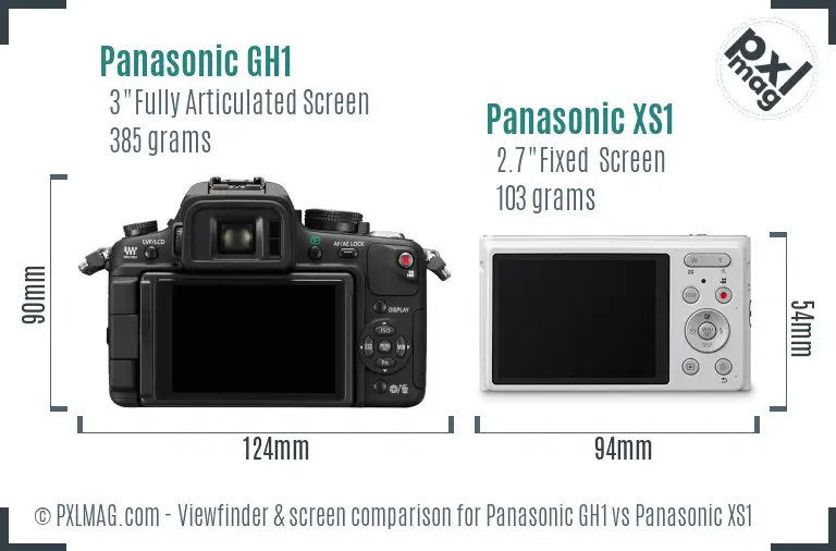 Panasonic GH1 vs Panasonic XS1 Screen and Viewfinder comparison