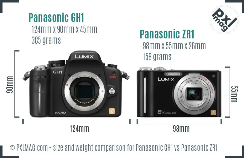 Panasonic GH1 vs Panasonic ZR1 size comparison