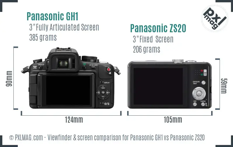 Panasonic GH1 vs Panasonic ZS20 Screen and Viewfinder comparison