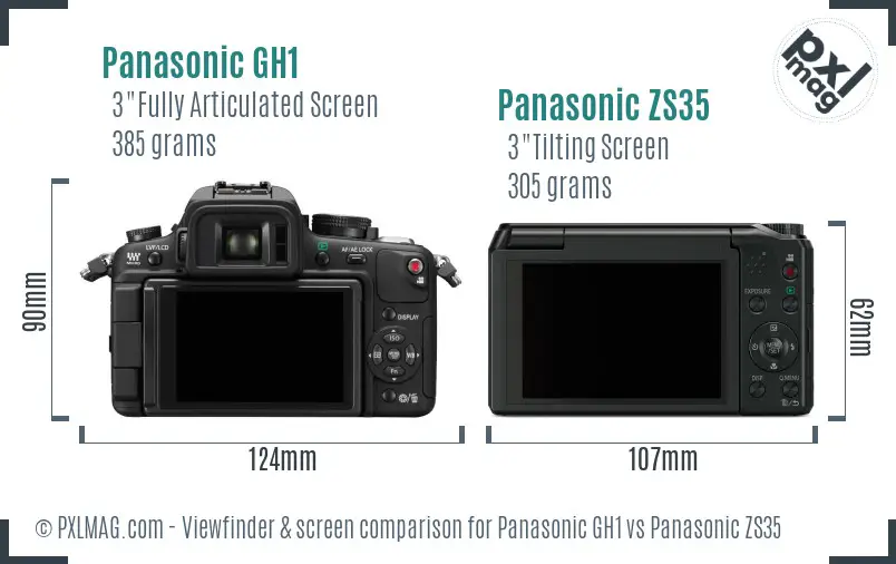 Panasonic GH1 vs Panasonic ZS35 Screen and Viewfinder comparison