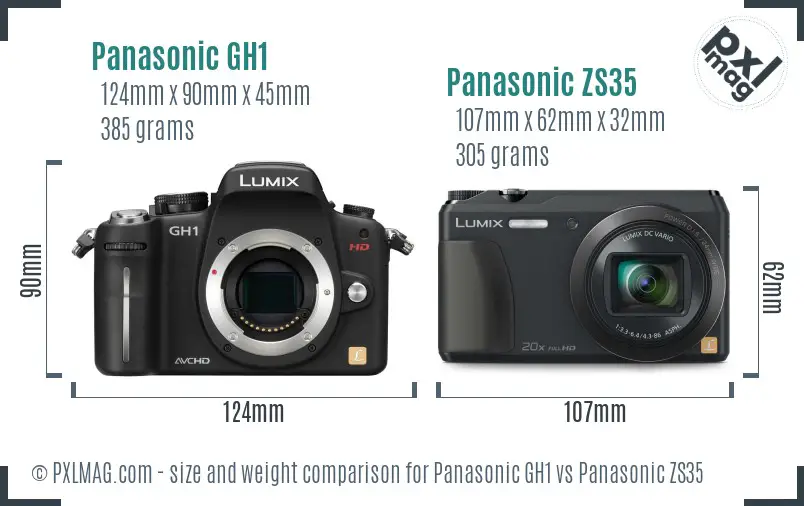 Panasonic GH1 vs Panasonic ZS35 size comparison