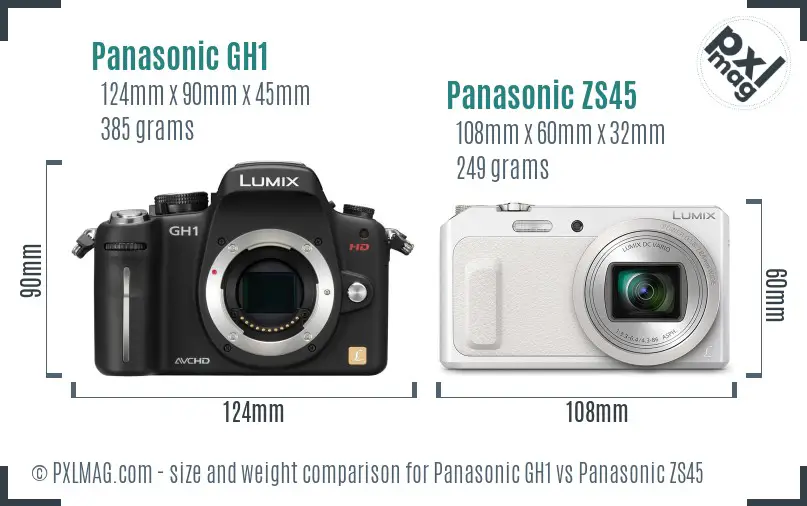 Panasonic GH1 vs Panasonic ZS45 size comparison