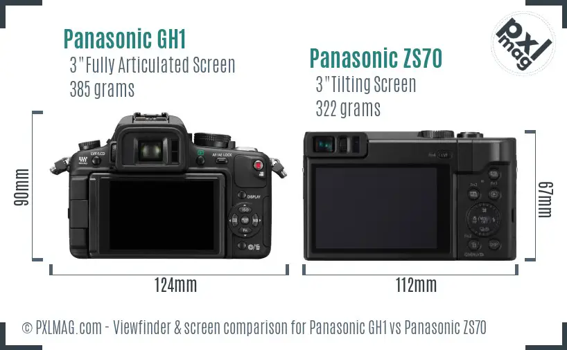 Panasonic GH1 vs Panasonic ZS70 Screen and Viewfinder comparison
