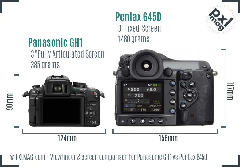 Panasonic GH1 vs Pentax 645D Screen and Viewfinder comparison