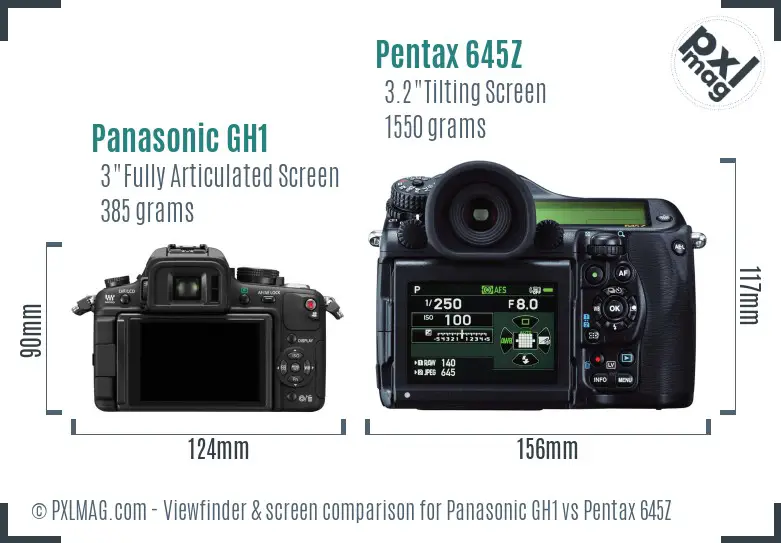 Panasonic GH1 vs Pentax 645Z Screen and Viewfinder comparison