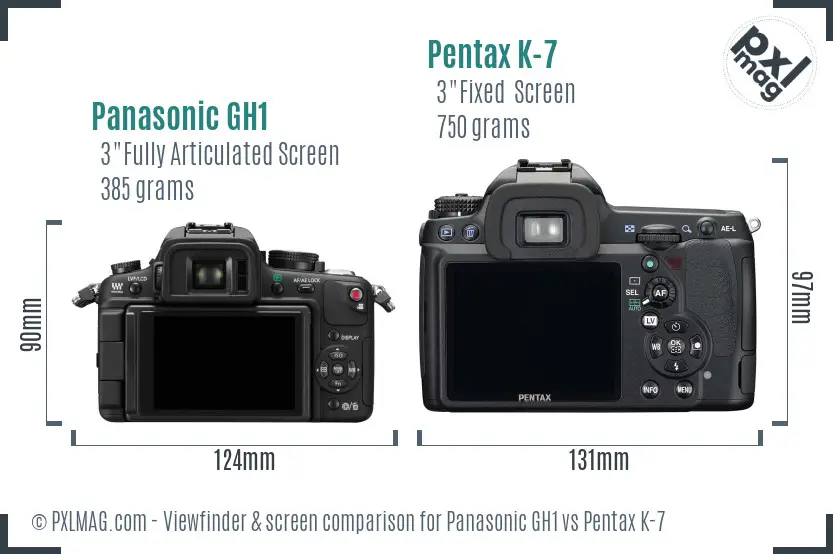 Panasonic GH1 vs Pentax K-7 Screen and Viewfinder comparison