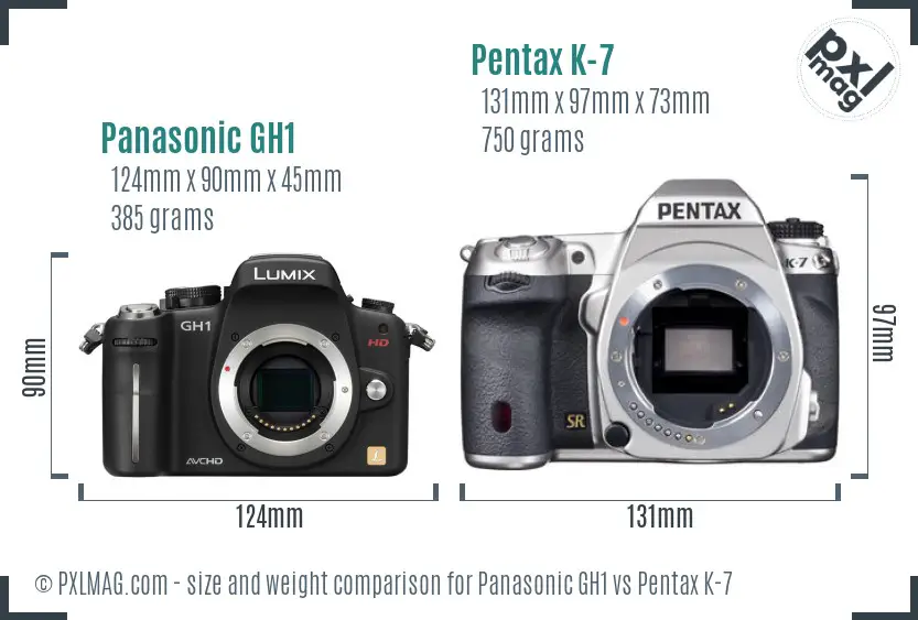 Panasonic GH1 vs Pentax K-7 size comparison