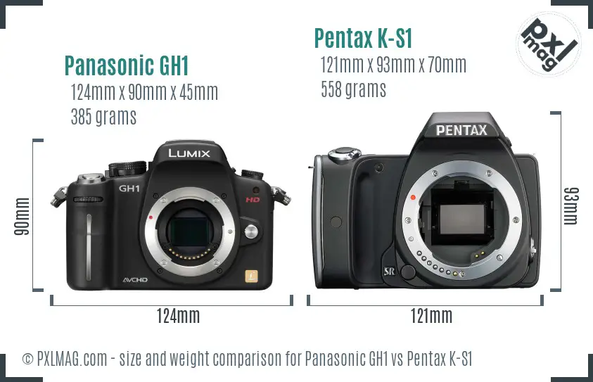 Panasonic GH1 vs Pentax K-S1 size comparison