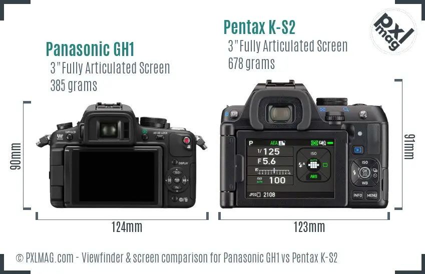 Panasonic GH1 vs Pentax K-S2 Screen and Viewfinder comparison