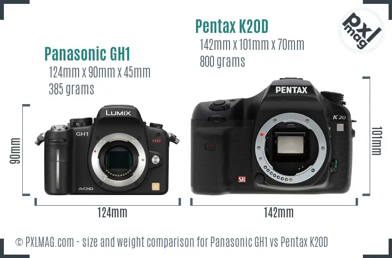 Panasonic GH1 vs Pentax K20D size comparison