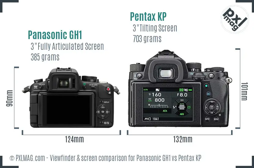 Panasonic GH1 vs Pentax KP Screen and Viewfinder comparison