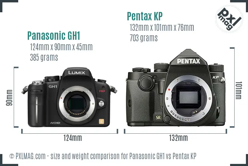 Panasonic GH1 vs Pentax KP size comparison