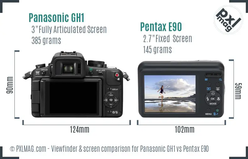 Panasonic GH1 vs Pentax E90 Screen and Viewfinder comparison