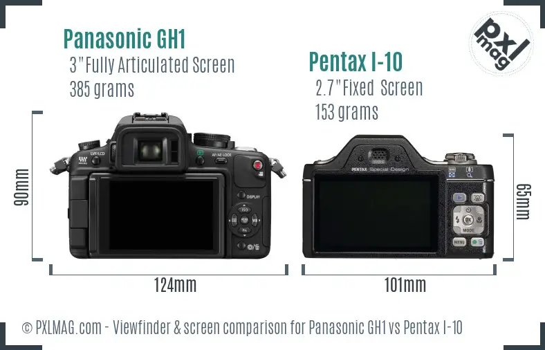Panasonic GH1 vs Pentax I-10 Screen and Viewfinder comparison