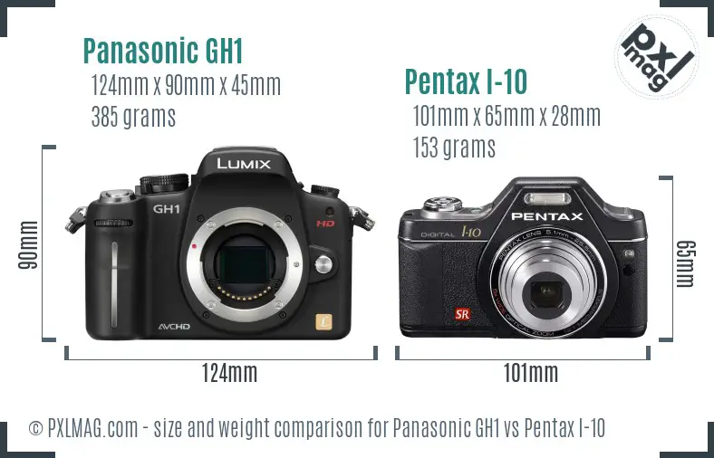 Panasonic GH1 vs Pentax I-10 size comparison