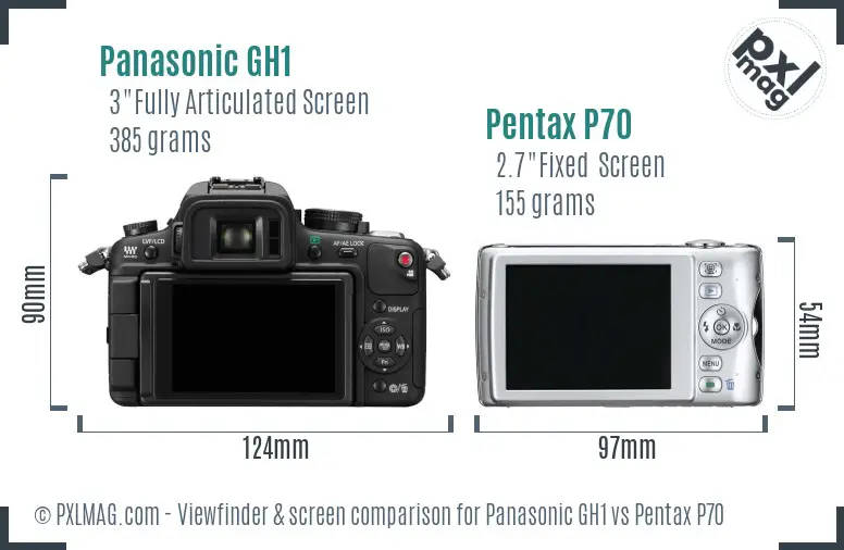 Panasonic GH1 vs Pentax P70 Screen and Viewfinder comparison