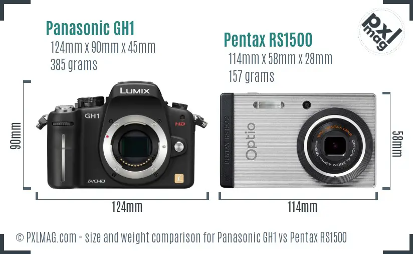 Panasonic GH1 vs Pentax RS1500 size comparison