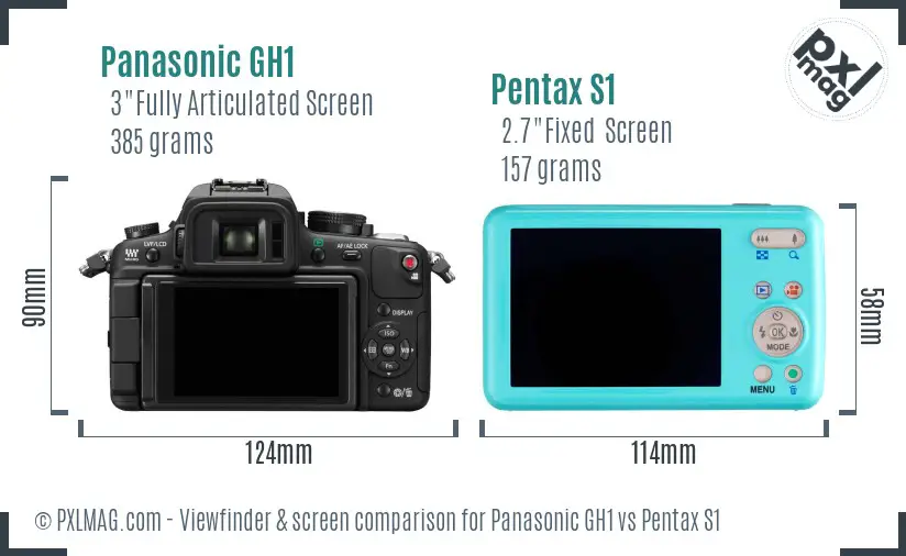 Panasonic GH1 vs Pentax S1 Screen and Viewfinder comparison
