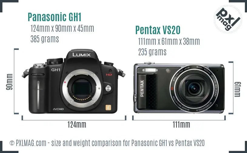 Panasonic GH1 vs Pentax VS20 size comparison