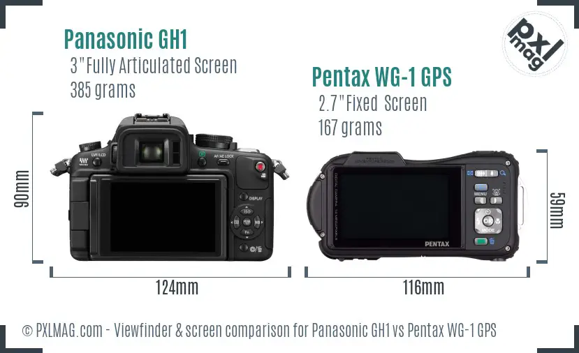 Panasonic GH1 vs Pentax WG-1 GPS Screen and Viewfinder comparison
