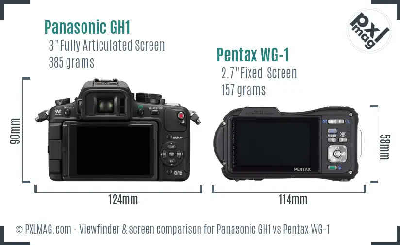 Panasonic GH1 vs Pentax WG-1 Screen and Viewfinder comparison