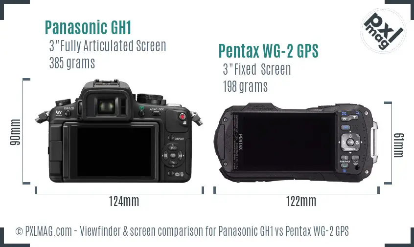 Panasonic GH1 vs Pentax WG-2 GPS Screen and Viewfinder comparison