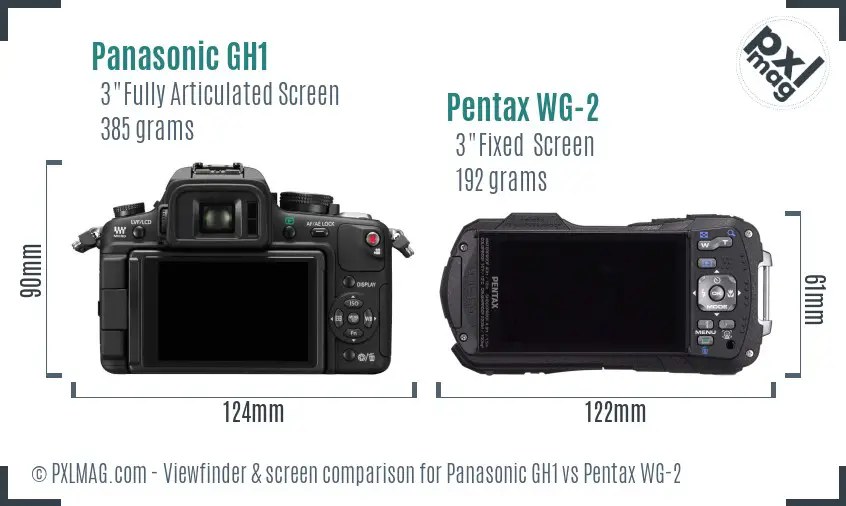 Panasonic GH1 vs Pentax WG-2 Screen and Viewfinder comparison