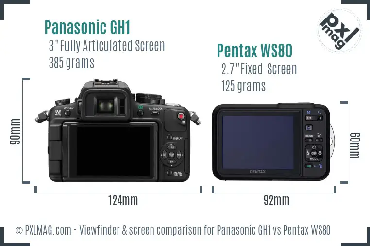 Panasonic GH1 vs Pentax WS80 Screen and Viewfinder comparison