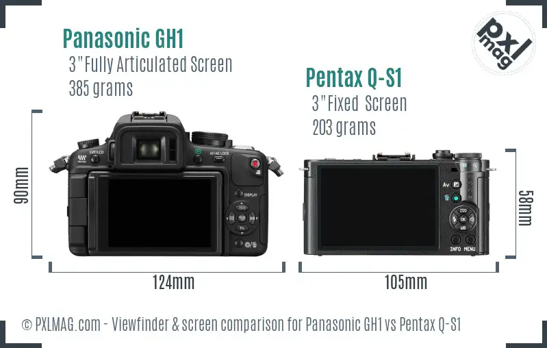 Panasonic GH1 vs Pentax Q-S1 Screen and Viewfinder comparison