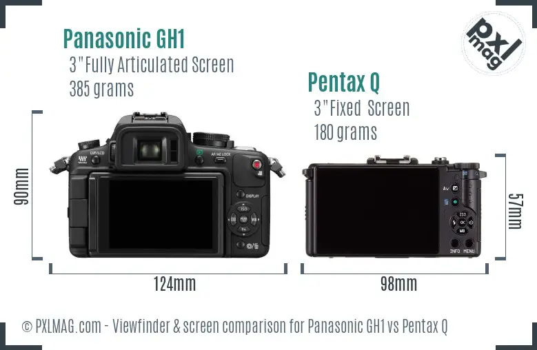Panasonic GH1 vs Pentax Q Screen and Viewfinder comparison