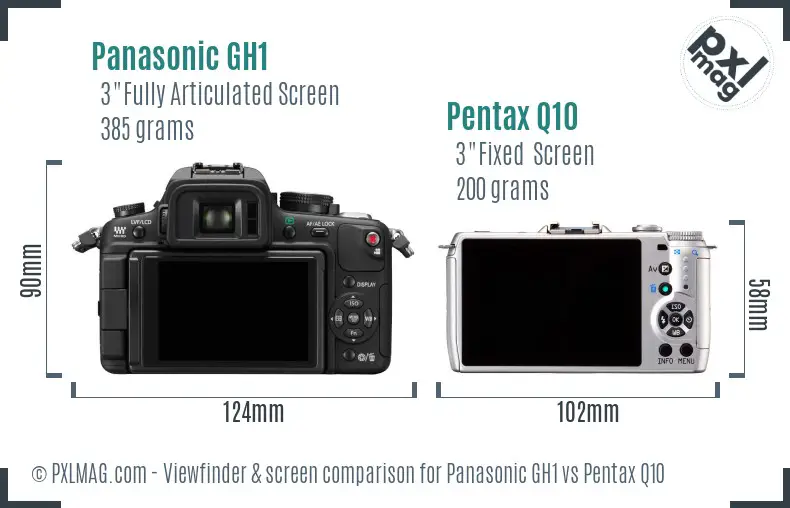 Panasonic GH1 vs Pentax Q10 Screen and Viewfinder comparison