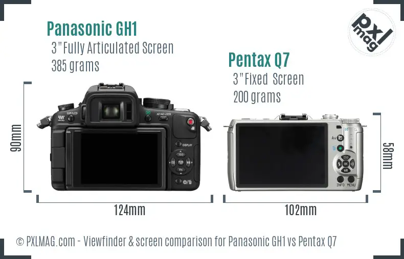 Panasonic GH1 vs Pentax Q7 Screen and Viewfinder comparison Panasonic GH1 vs Pentax Q7 Screen and Viewfinder comparison
