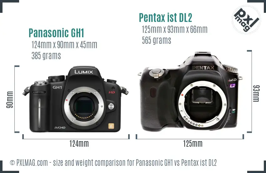 Panasonic GH1 vs Pentax ist DL2 size comparison