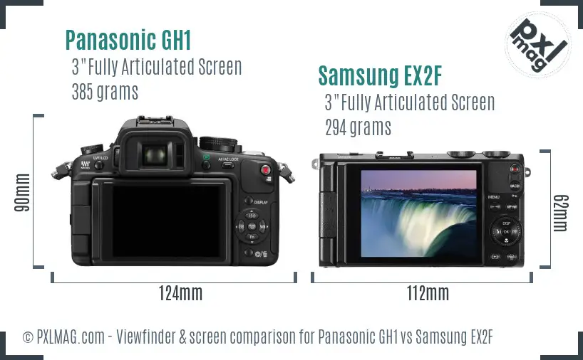 Panasonic GH1 vs Samsung EX2F Screen and Viewfinder comparison