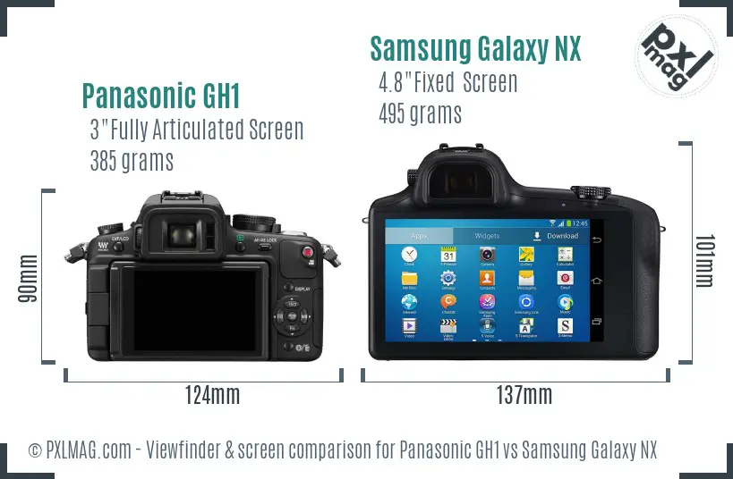 Panasonic GH1 vs Samsung Galaxy NX Screen and Viewfinder comparison