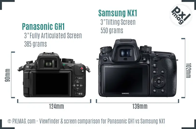Panasonic GH1 vs Samsung NX1 Screen and Viewfinder comparison Panasonic GH1 vs Samsung NX1 Screen and Viewfinder comparison
