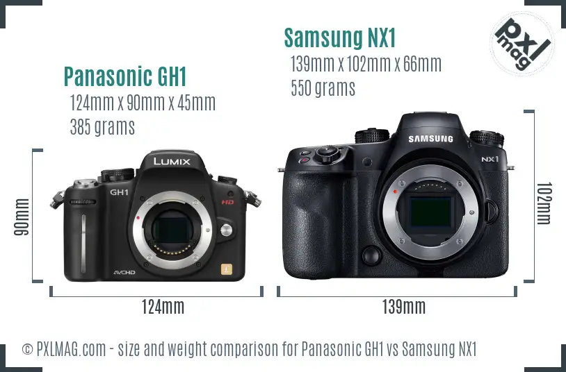Panasonic GH1 vs Samsung NX1 size comparison Panasonic GH1 vs Samsung NX1 size comparison