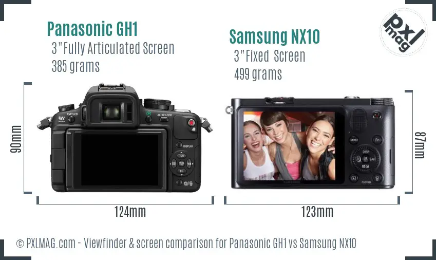 Panasonic GH1 vs Samsung NX10 Screen and Viewfinder comparison